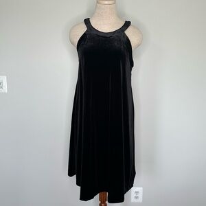 Betsey Johnson Women's Black Velvet Halter LBD Sleeveless Swing Dress Size 10